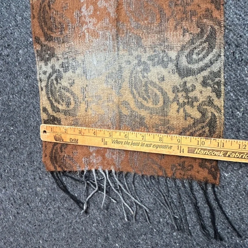 Cejon Scarf OS Womens Brown Boho Paisley Made In Italy Fringe Acrylic Wrap Warm